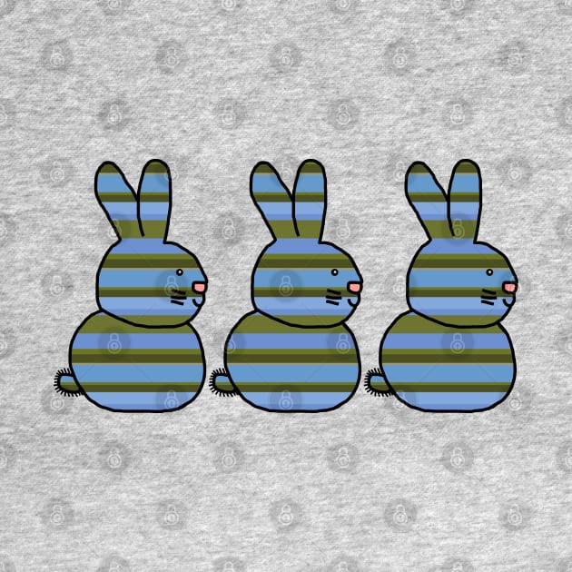 Three Easter Bunny Rabbits Crete Palm Stripes by ellenhenryart